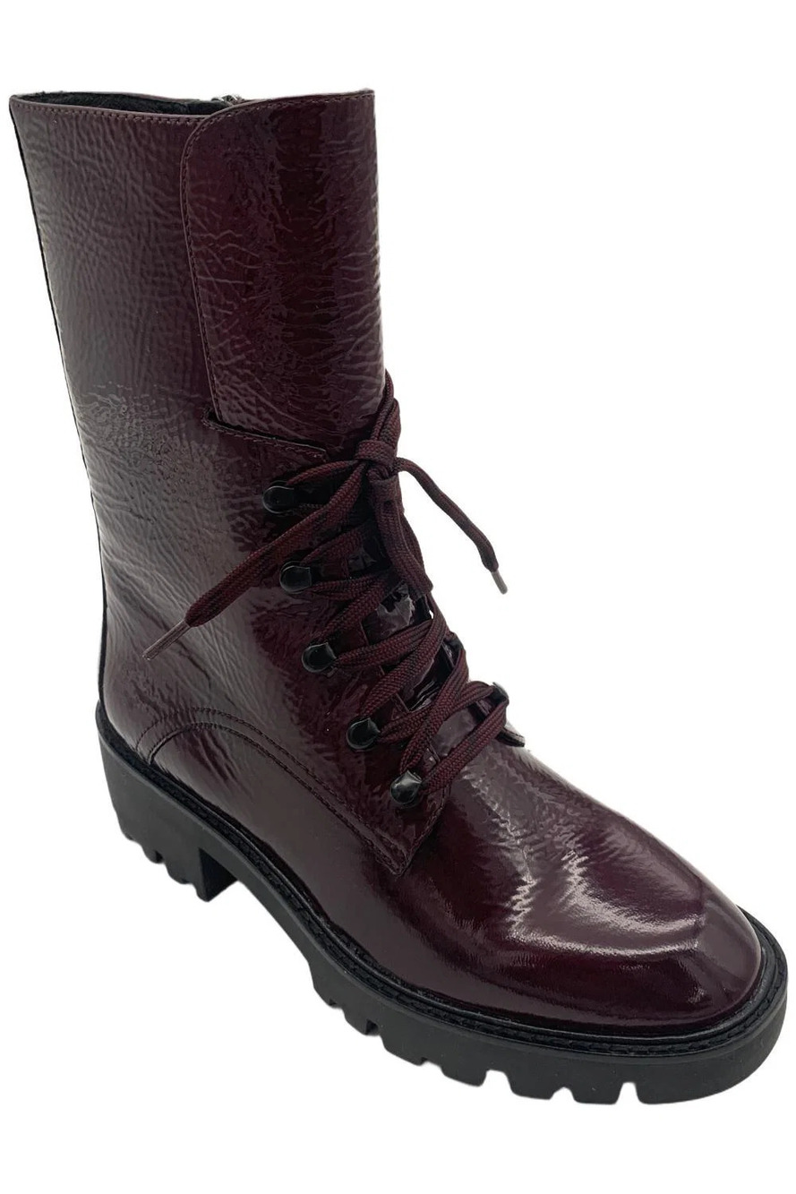 Donald Pliner Women's Elyas Crinkle Patent Leather Combat Boots Plum - Medium